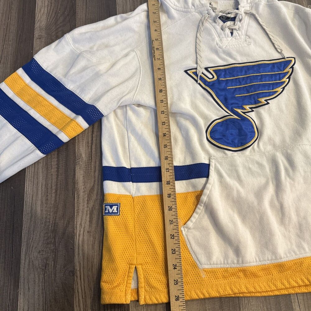 St. Louis Blues Hoodie Mens Large CCM NHL Sweatshirt Logo STL Retro‎ Drawstrings - Picture 3 of 7
